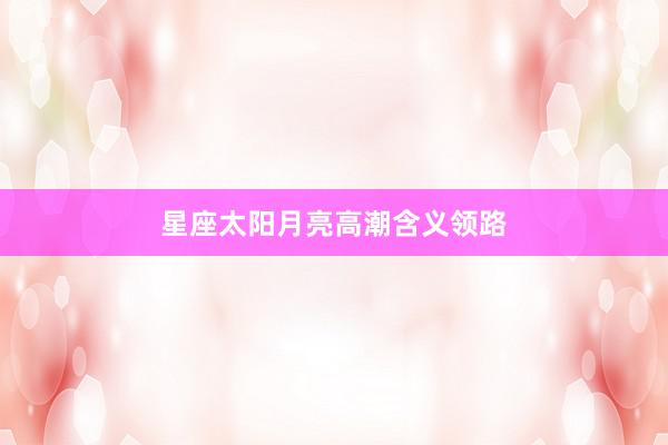 星座太阳月亮高潮含义领路